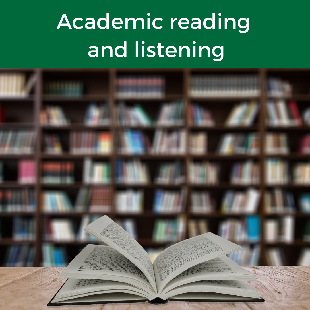 academic reading and listening with open book pictured