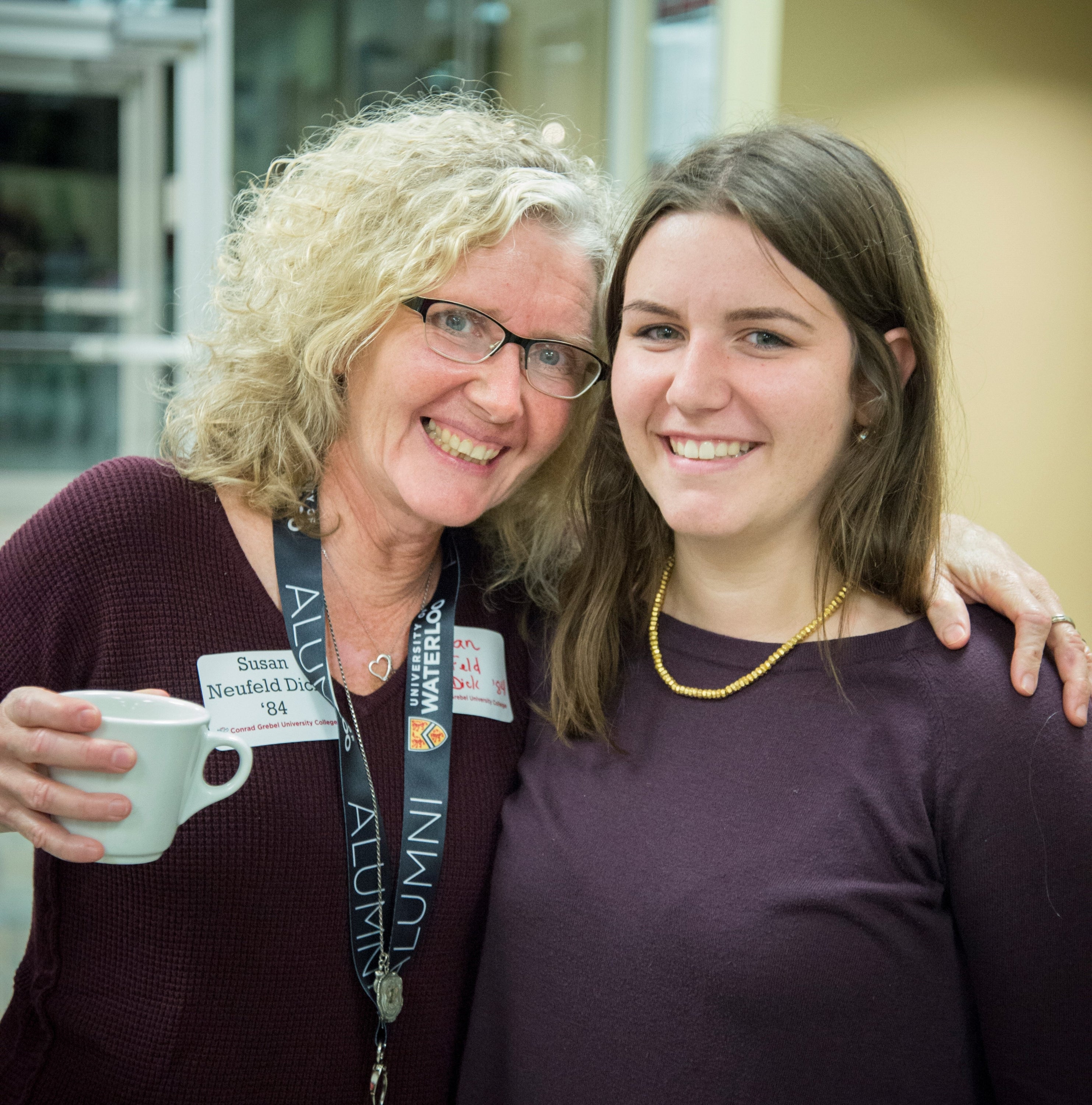 Abby Neufeld Dick with her mother, Susan (’84) at the recent ’70s era Grebel reunion.
