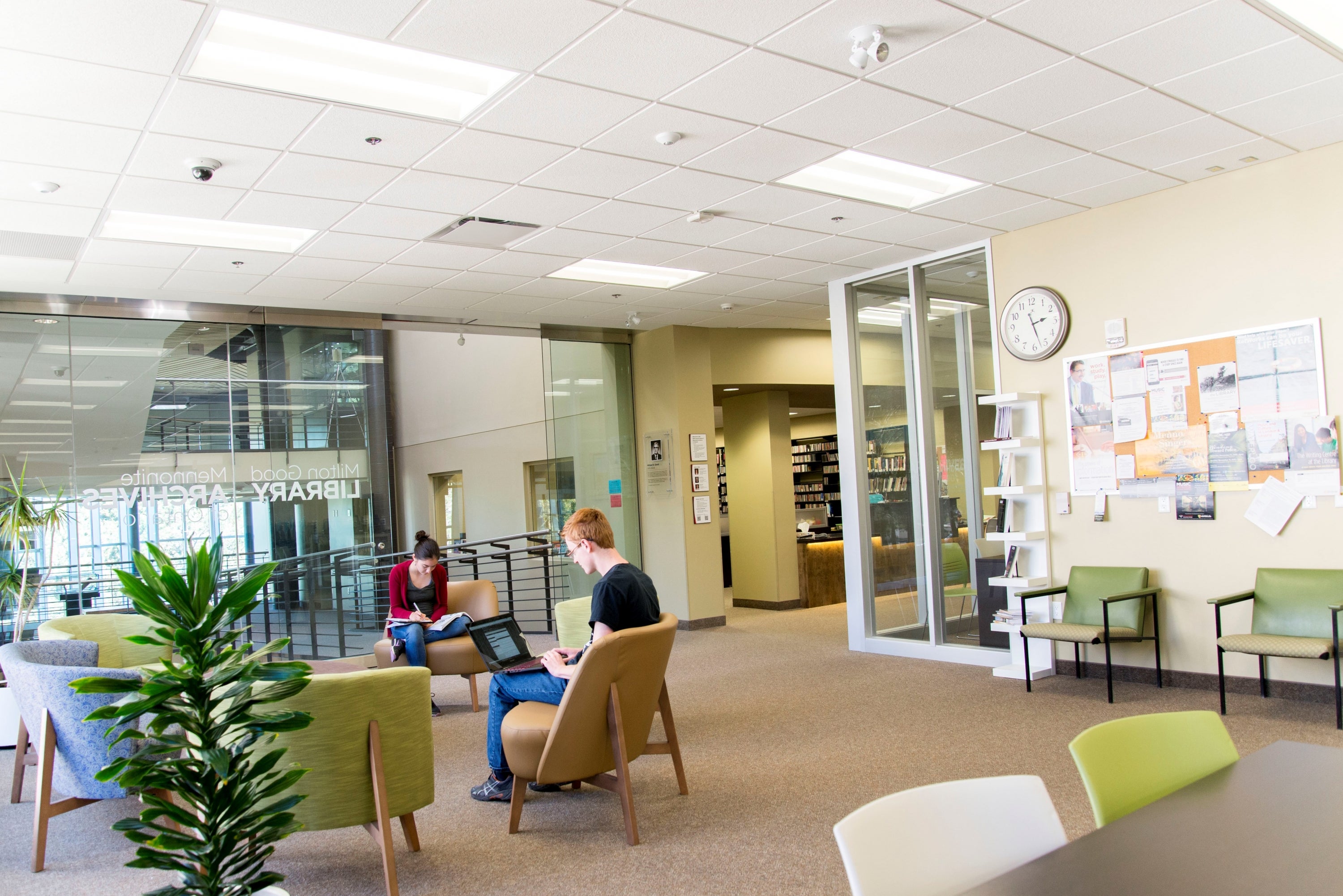 Students studying at the Grebel Library