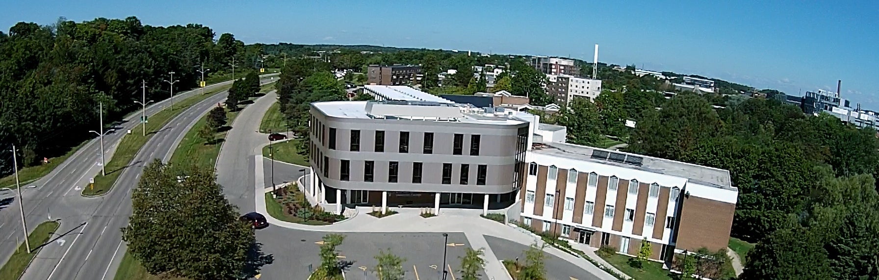 Aerial view of the Conrad Grebel University College Building