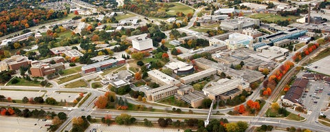 Aerial view of the University of Waterloo's South Campus in 2015 