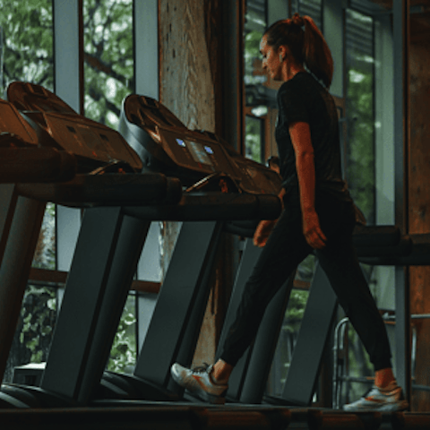 Person walking on treadmill 