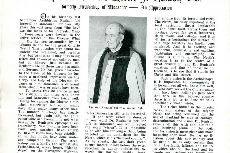 Article about Archbishop Renison from 1955