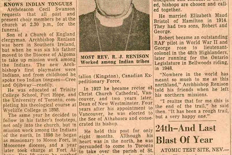 Obituary for the Most Reverend Robert J. Renison