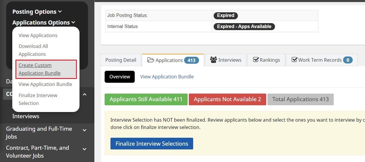 Screenshot from WaterlooWorks -how to download specific applications