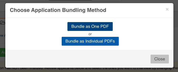 View of application bundling method options in WaterlooWorks