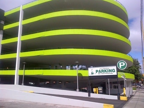Wide shot of the Duke-Ontario Parking Garage in the City of Kitchener
